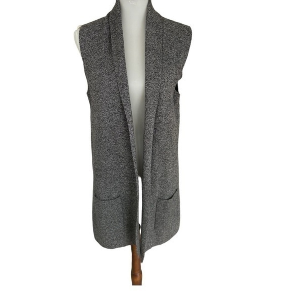 Talbots open front sleeveless tunic cardigan with pockets